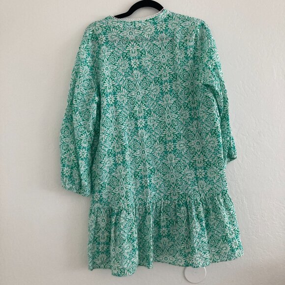 ZARA Boho Long Sleeve Dress Green Button Front Floral Festival Hippie Size XL - Picture 7 of 9